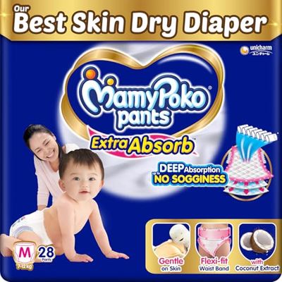 MamyPoko Extra Absorb Pants Size M (7-12 kg), Pack of 88 — buy on Amazon India