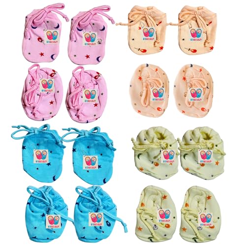 FirstCry Soft Cotton Baby Mittens (5-pair Pack)