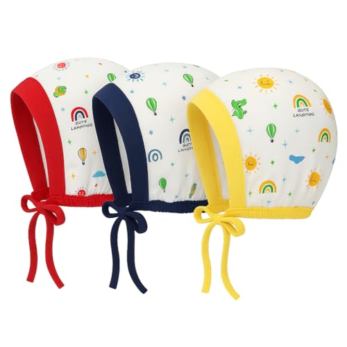 Babyhug Baby Soft Cotton Cap with Chin Strap (Pack of 3)