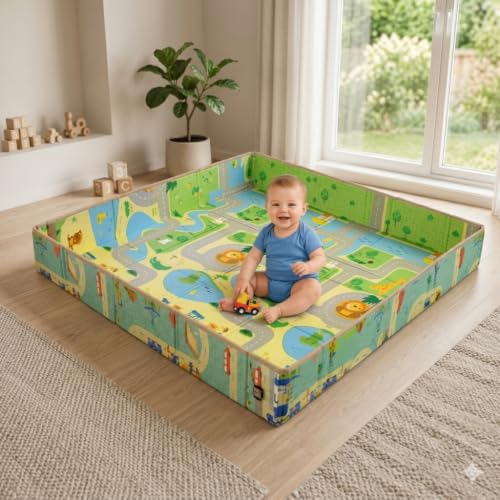 Babyhug Non-Slip Play Mat with Raised Edges