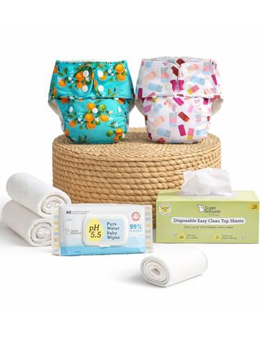 Cloth Diaper Starter Kit: 6 Covers + 18 Inserts + Accessories