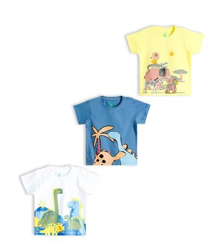 FirstCry Essentials Baby Cotton Tee (Pack of 3, Multicolor)