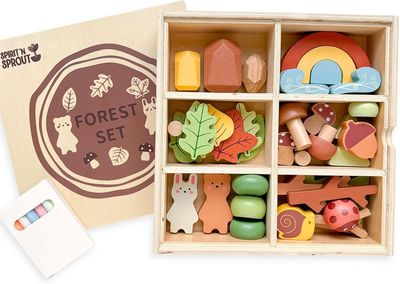 Wooden Pouring & Stacking Cups Set – Sensory Play — buy on Amazon India
