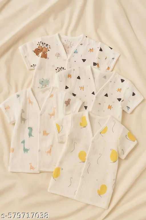 Ben&Jonah 100% Organic Cotton Newborn Jhabla/Vest Pack of 3