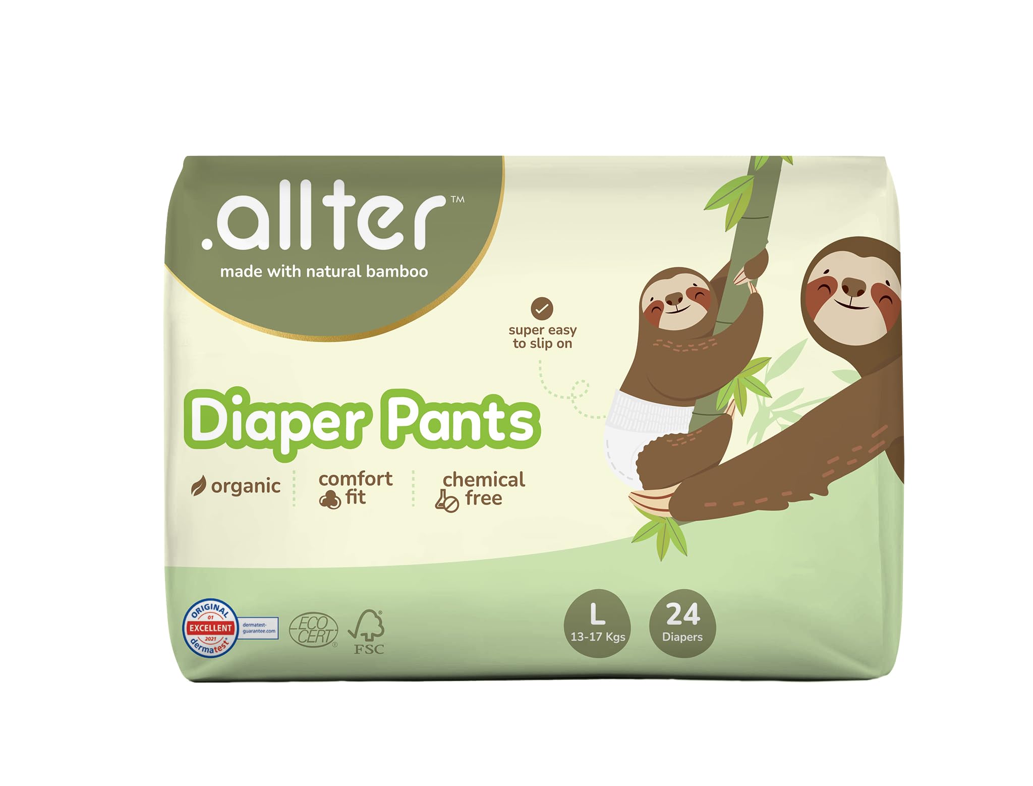 Allter Bamboo Diapers Pants Large (L) Size 72 Count