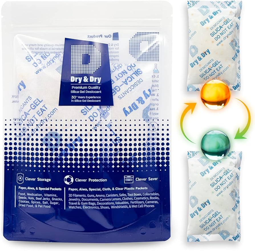 Silica Gel Dehumidifier Packets (Reusable, 6-pack)