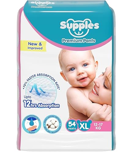 Supples Plant-Based Diapers (Size M, 54 pieces)
