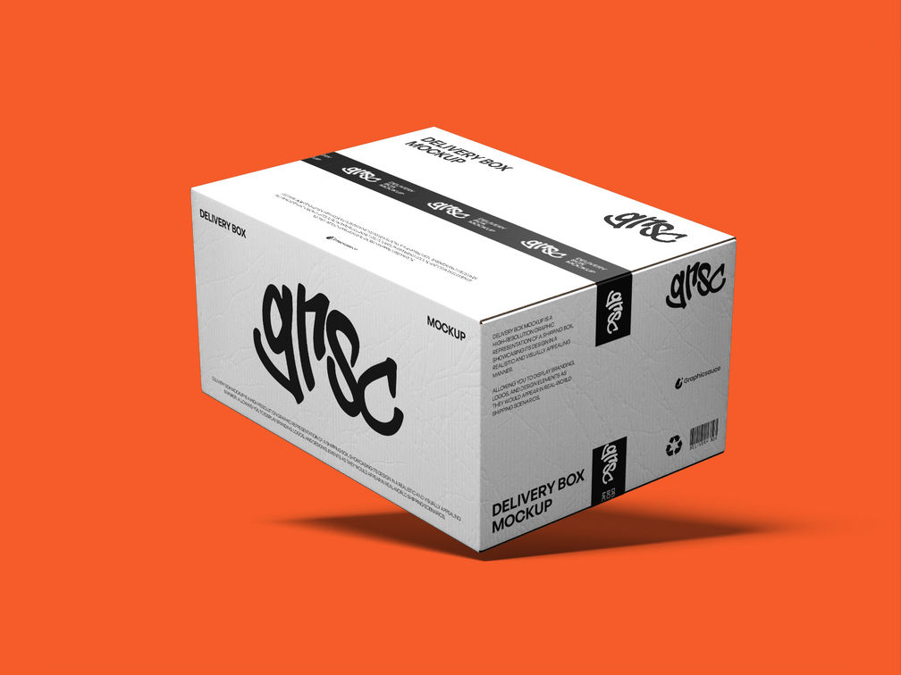 Delivery Box Mockup Flying View Preview 2