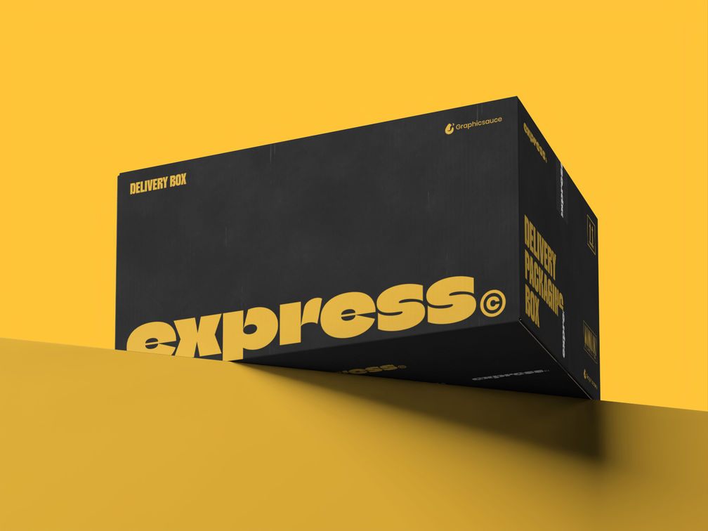 Delivery Box Mockup Low Angle View Preview 2