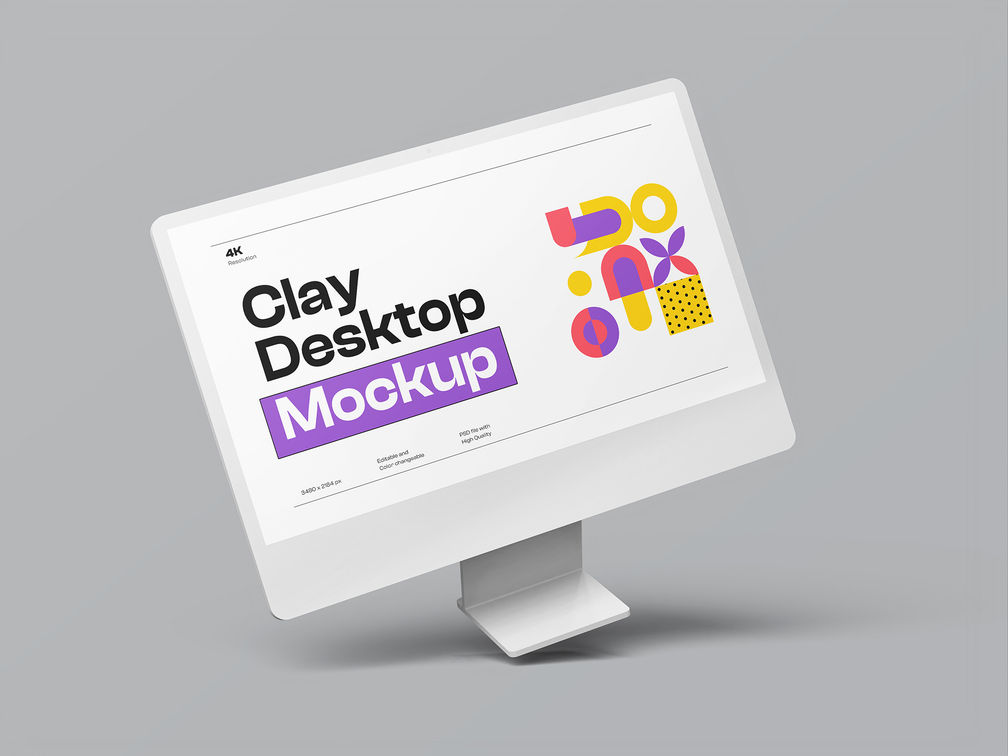Desktop Clay Mockup Flying View Preview 2