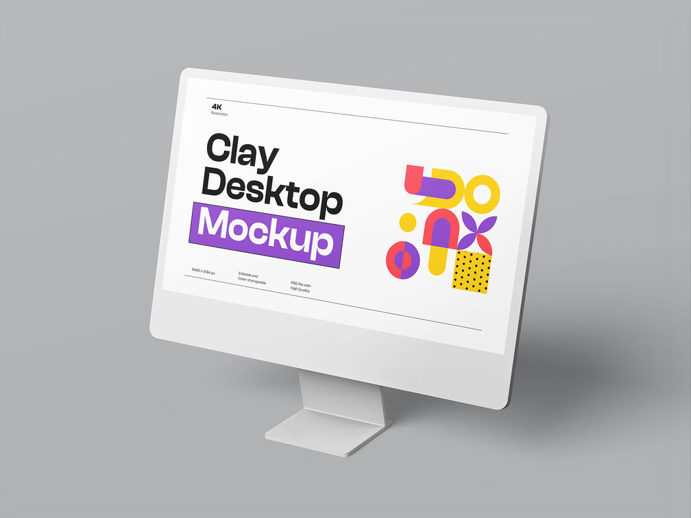 Desktop Clay Mockup Isometric Preview 2