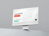 Desktop Clay Mockup Low Angle View Preview 1