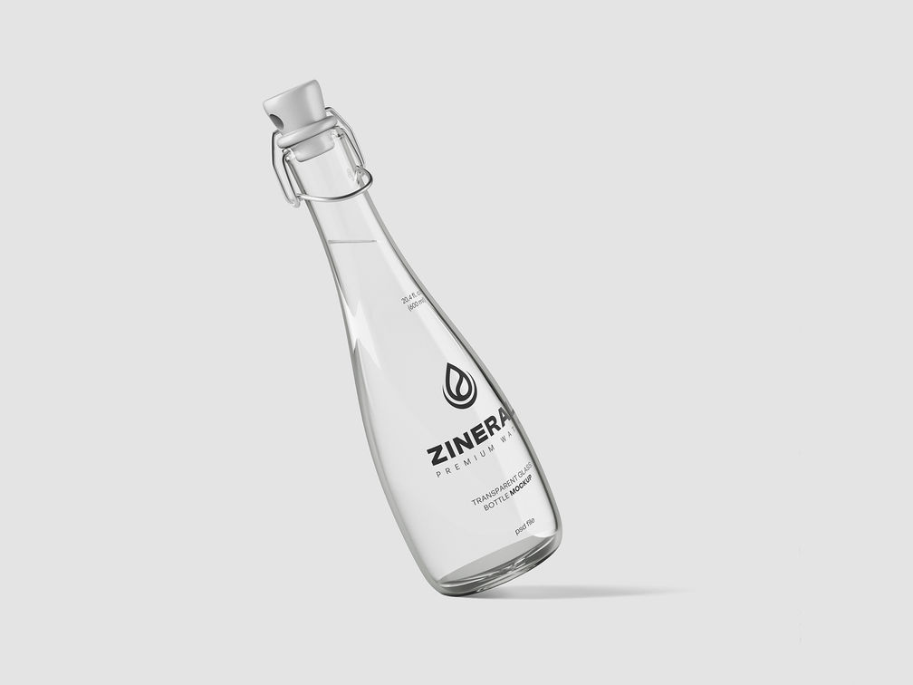 Glass Bottle Mockup Flying View Preview 2