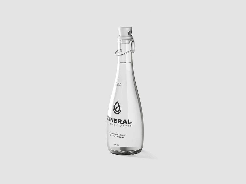 Glass Bottle Mockup Half Side View Preview 2