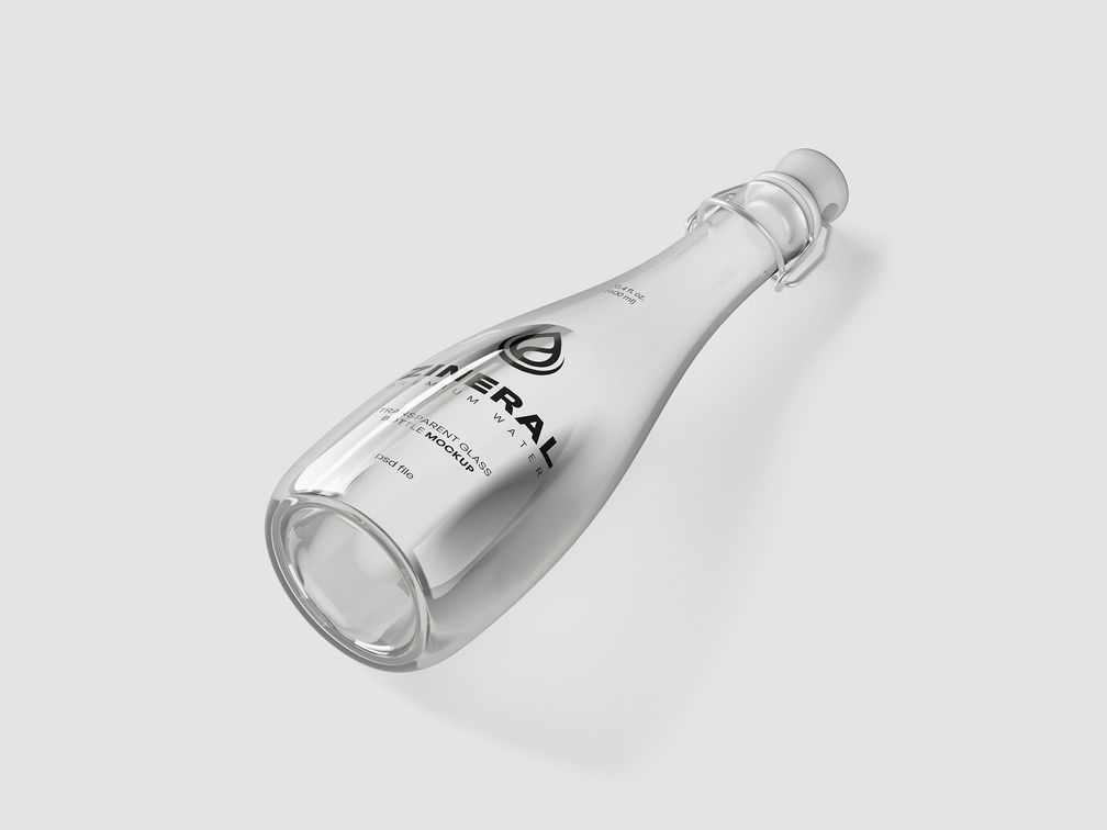 Glass Bottle Mockup Isometric View Preview 2