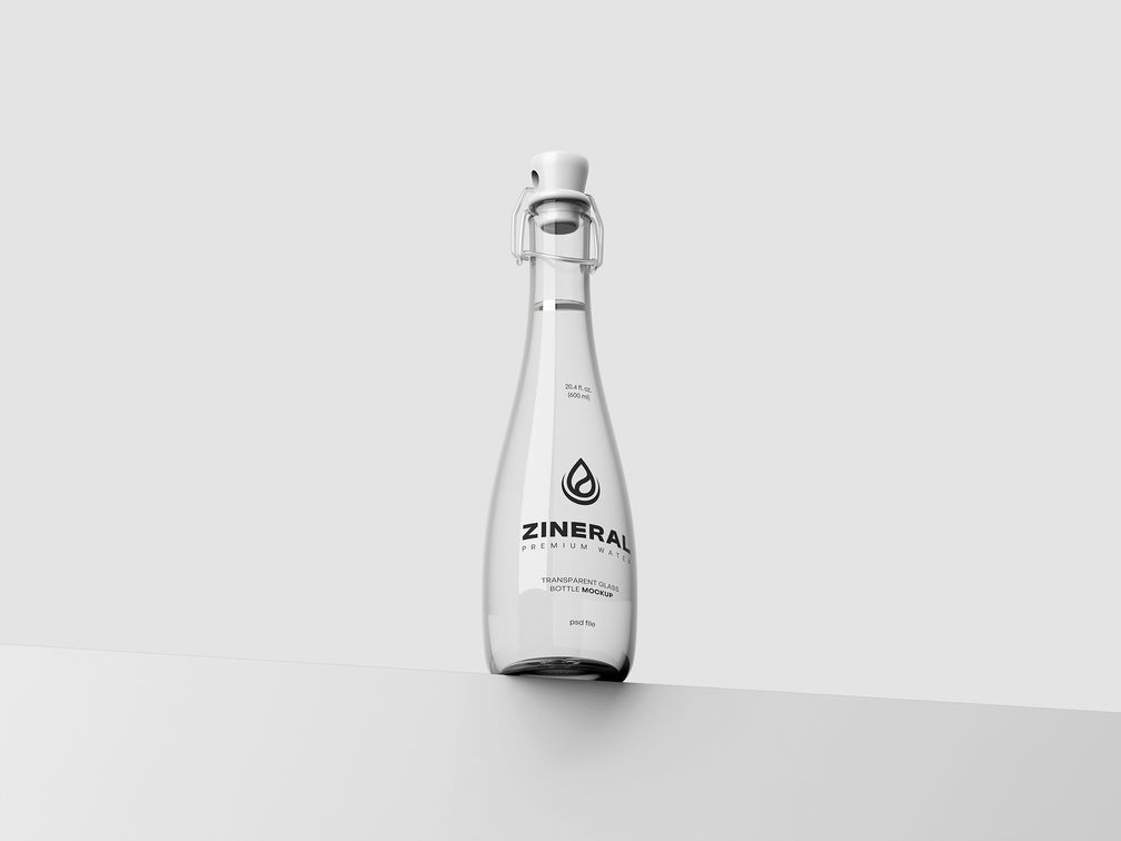 Glass Bottle Mockup Low Angle View Preview 2
