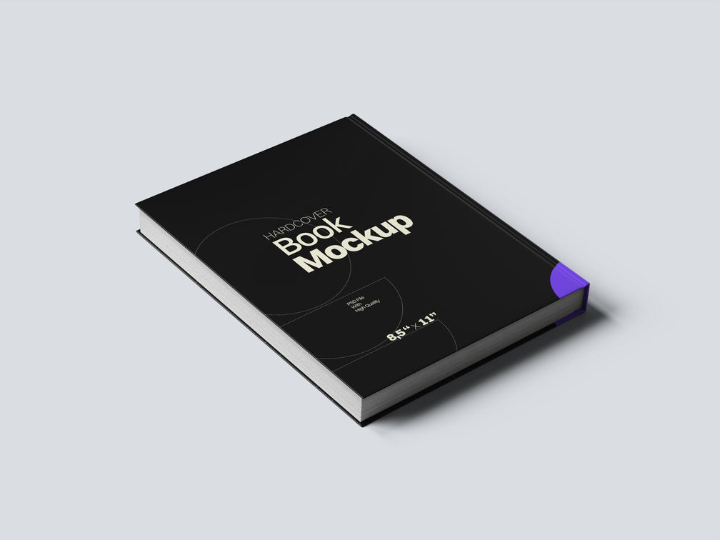 Hard Cover Book Mockup Back Half Side View Preview 2