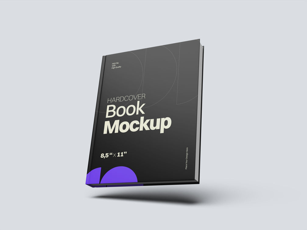 Hard Cover Book Mockup Flying View Preview 2