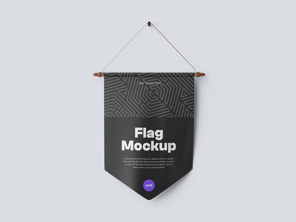 Pennant Flag Mockup Front View Preview 2