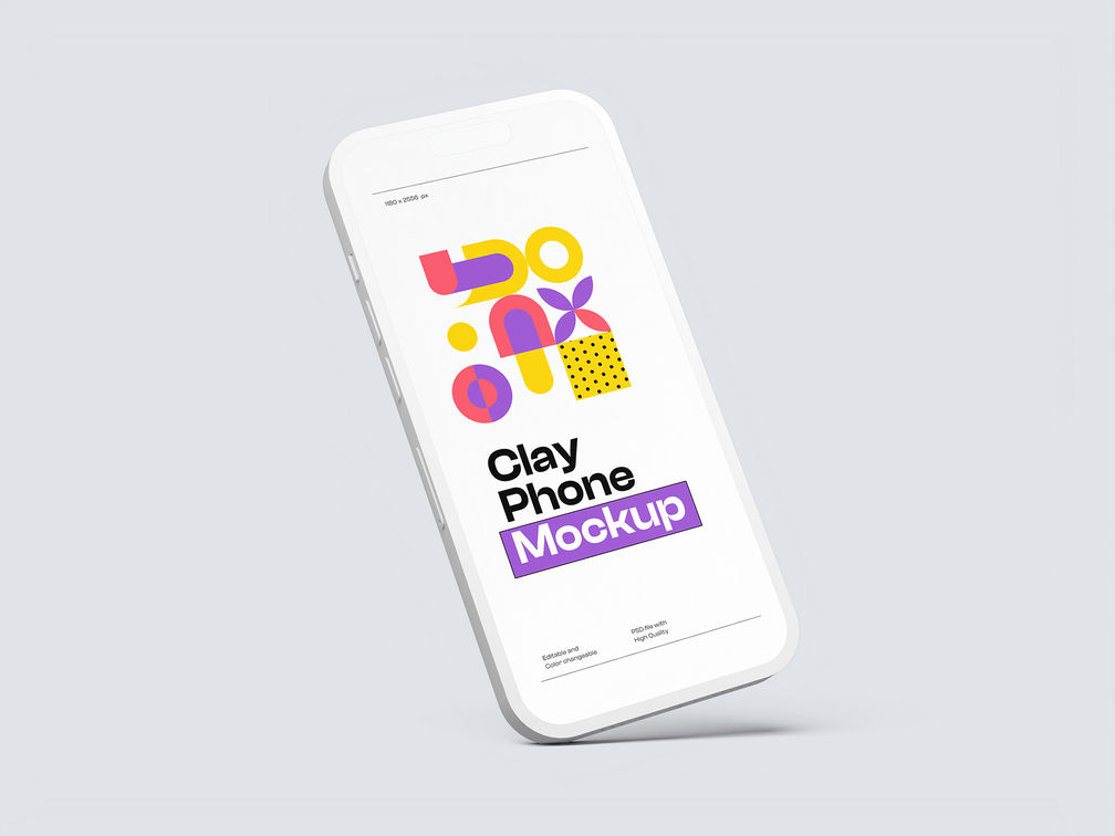 Phone Clay Mockup Flying View Preview 2