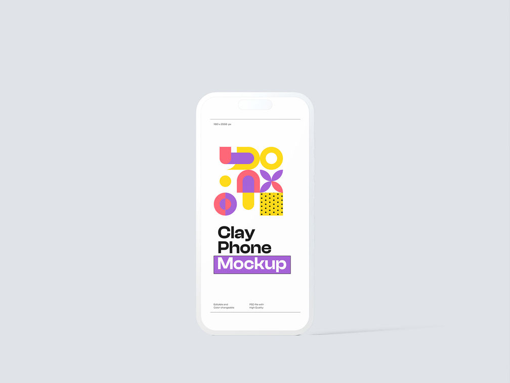 Phone Clay Mockup Front View Preview 2