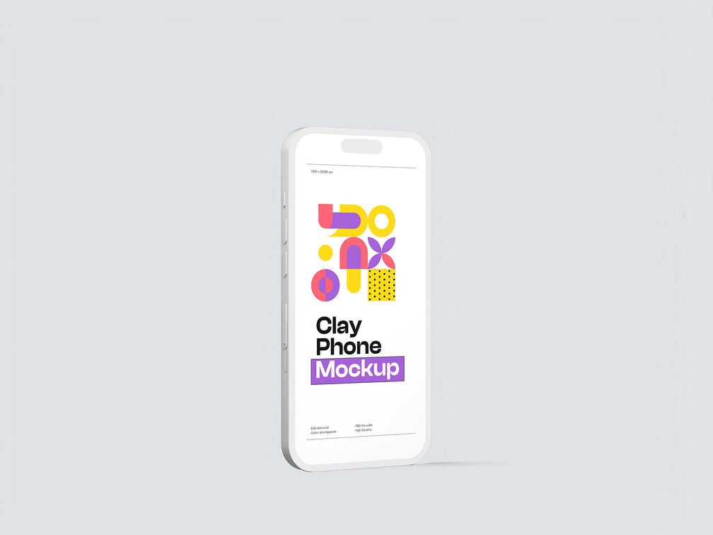Phone Clay Mockup Half Side View Preview 2
