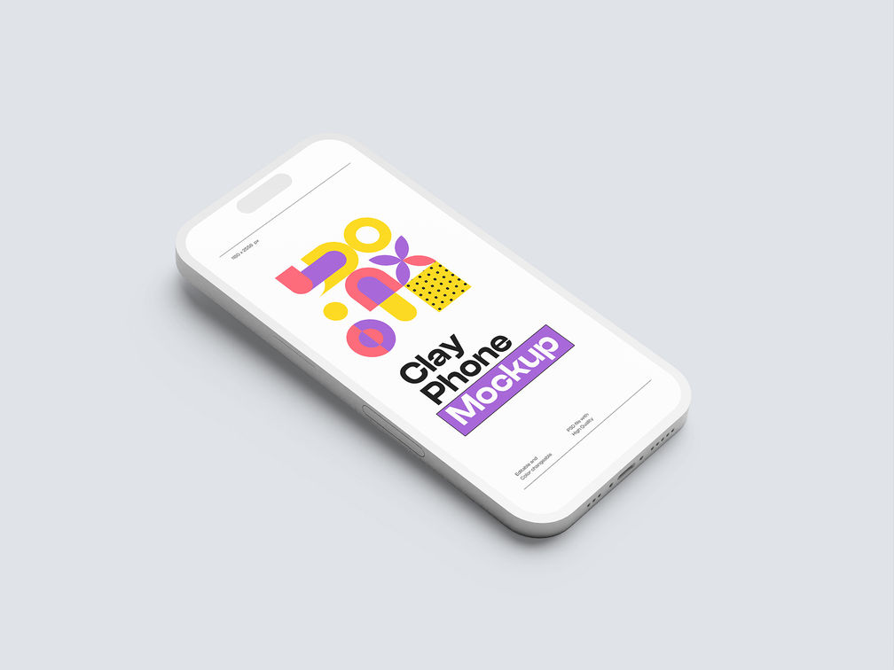Phone Clay Mockup Isometric Preview 2