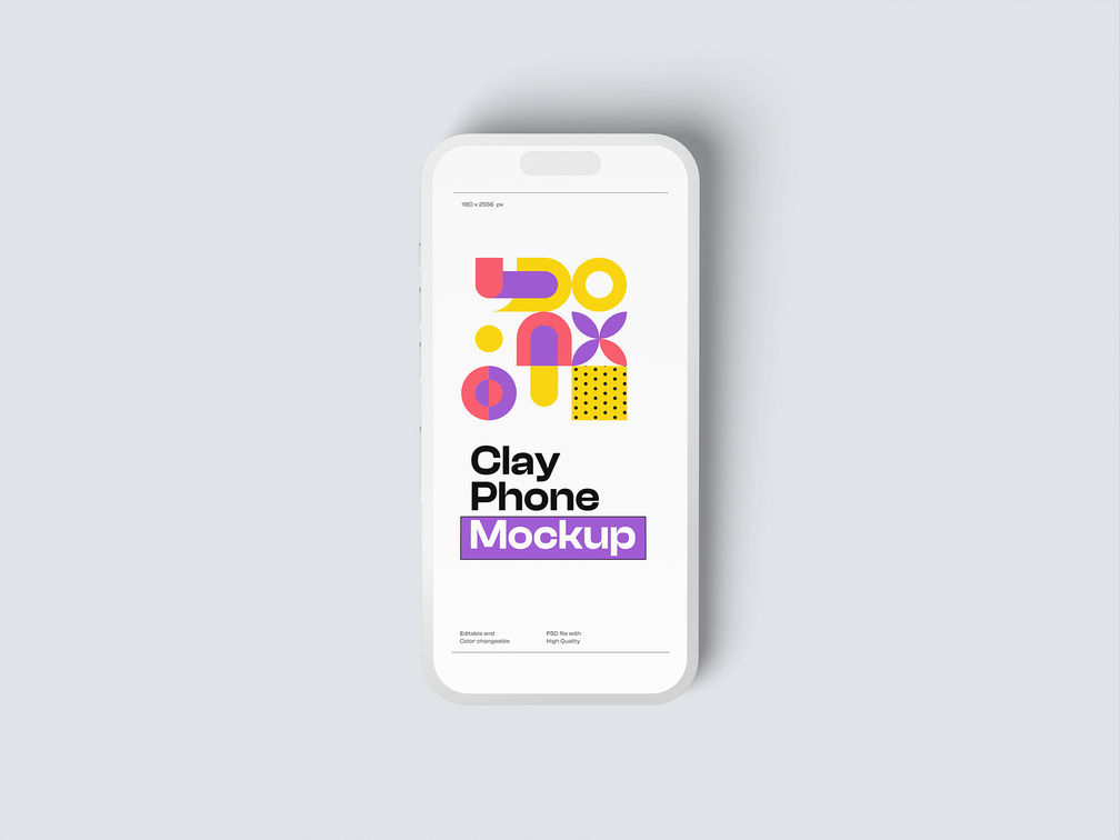 Phone Clay Mockup Top View Preview 2