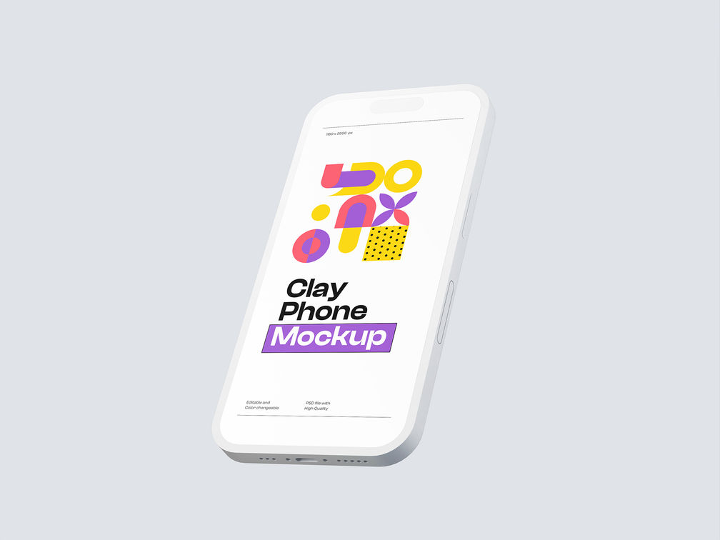 Phone Clay Mockup Low Angle View Preview 2