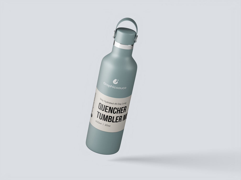 Reusable Bottle Mockup Flying View Preview 2