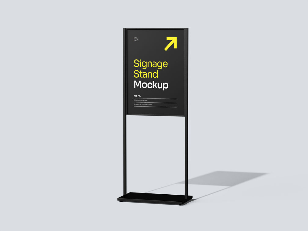 Signage Stand Mockup Half Side View Preview 2