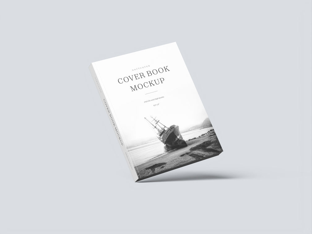 Soft Cover Book Mockup Flying View Preview 2