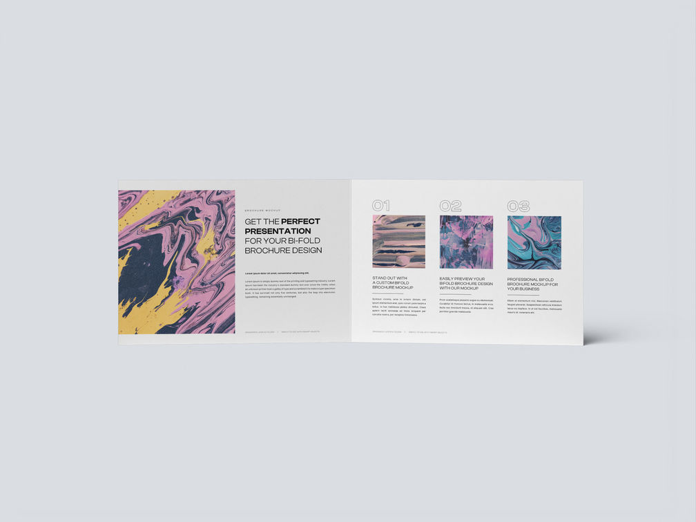 A4 Bi Fold Landscape Brochure Mockup Front View Preview 1