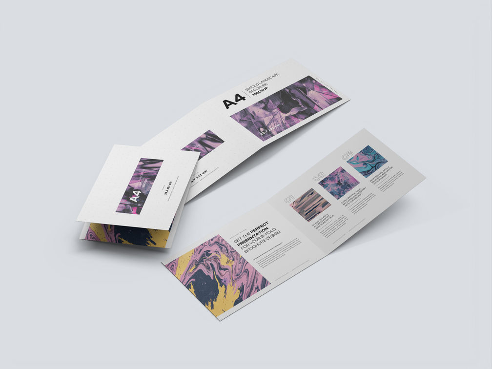A4 Bi Fold Landscape Brochure Mockup Stack It View Preview 1
