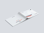 A4 Bi Fold Portrait Brochure Mockup Back Half Side View 2