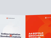 A4 Bi Fold Portrait Brochure Mockup Back Half Side View Preview 3
