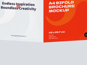 A4 Bi Fold Portrait Brochure Mockup Back Half Side View Preview 4