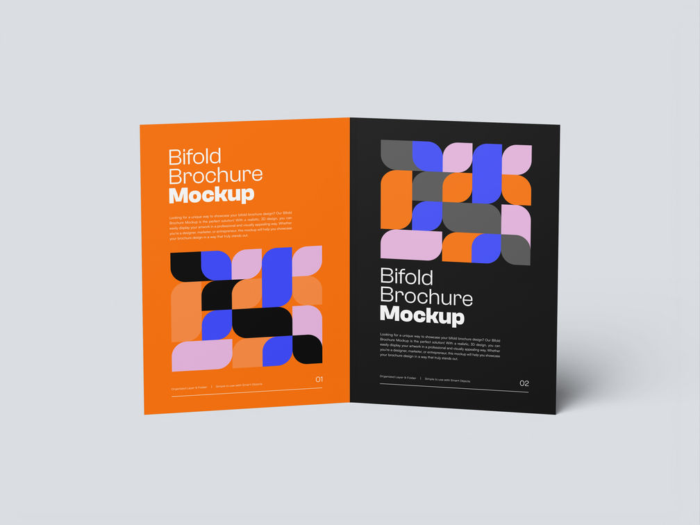 A4 Bi Fold Portrait Brochure Mockup Front View Preview 1