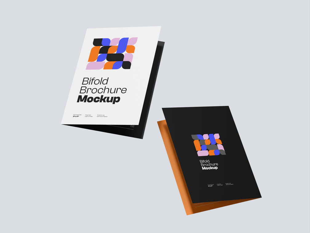 A4 Bi Fold Portrait Brochure Mockup Low Angle View Preview 1