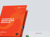 A4 Bi Fold Portrait Brochure Mockup Low Angle View Preview 3