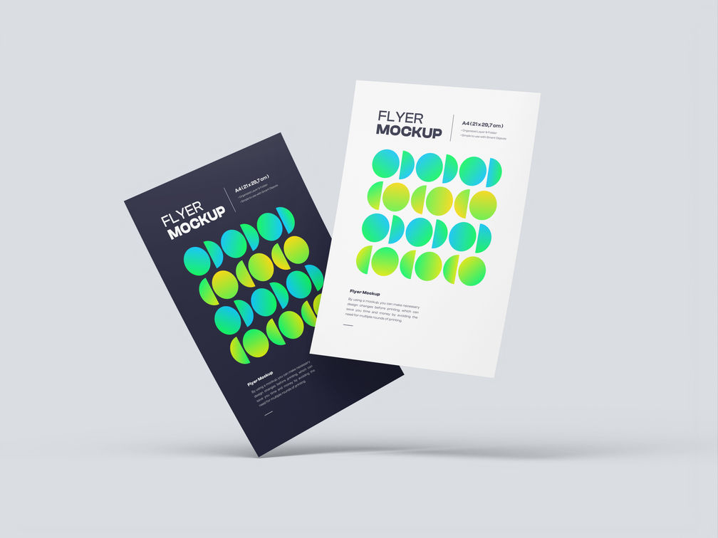 A4 Flyer Brochure Mockup Flying View Preview 1