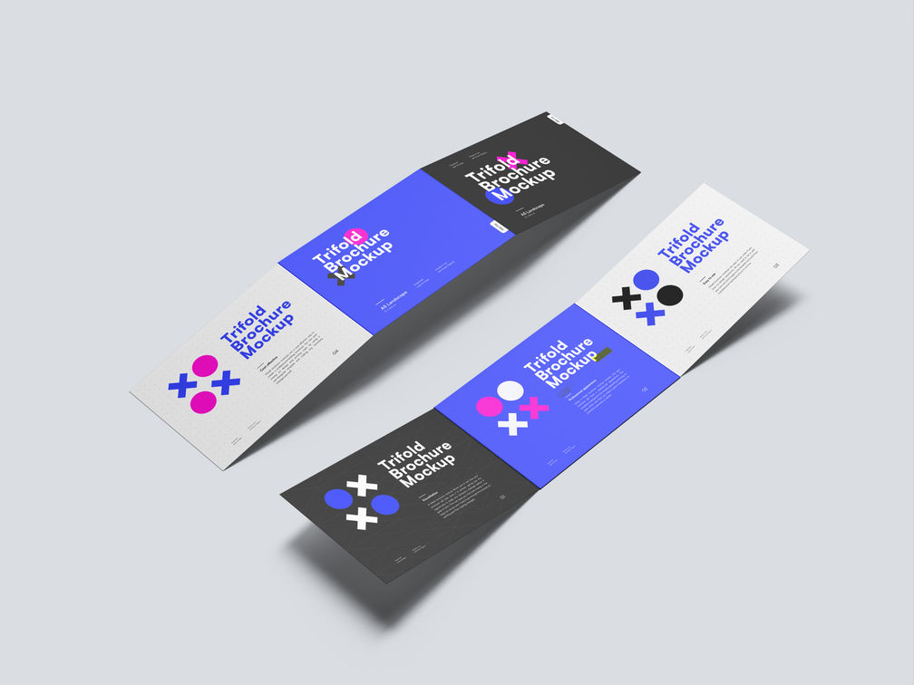A5 Trifold Brochure Mockup Isometric View Preview 1