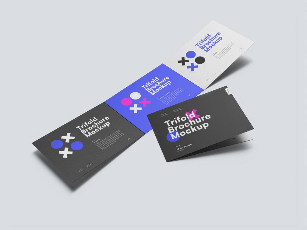 A5 Trifold Brochure Mockup Stack It View View Preview 1