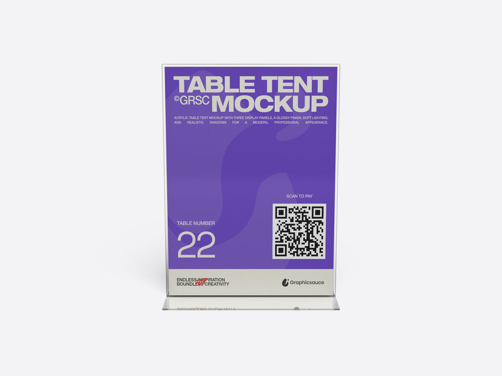 Acrylic Table Tent Mockup Front View Preview 1