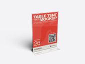 Acrylic Table Tent Mockup Half Side View Preview 3