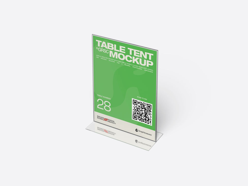 Acrylic Table Tent Mockup Isometric View Preview 1