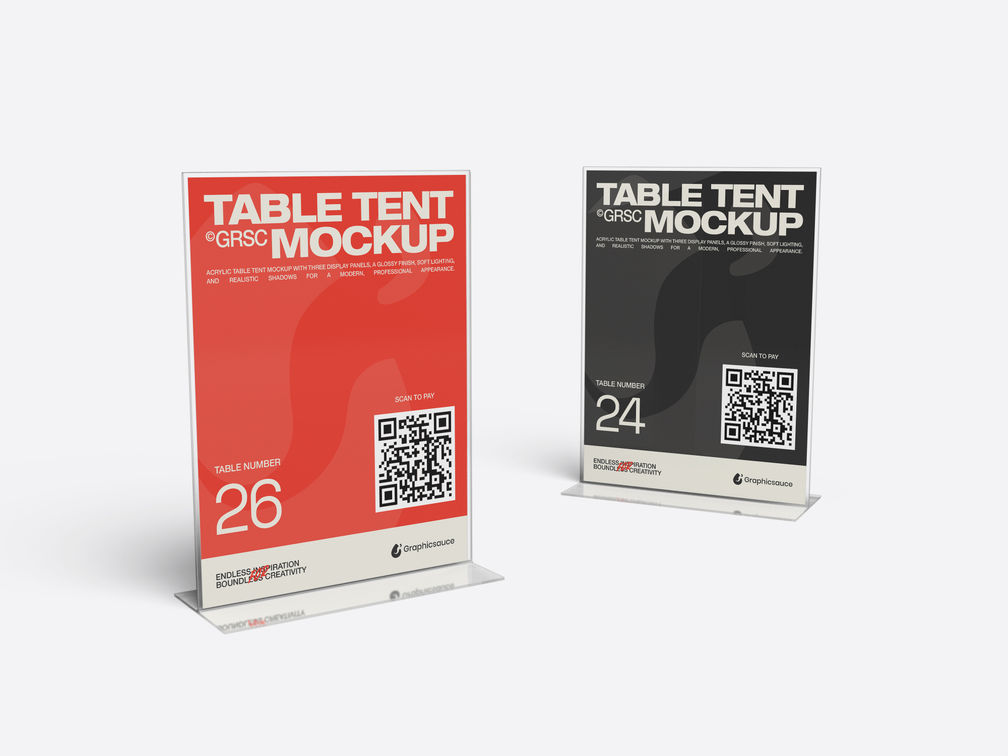 Acrylic Table Tent Mockup Stack It View Preview 1
