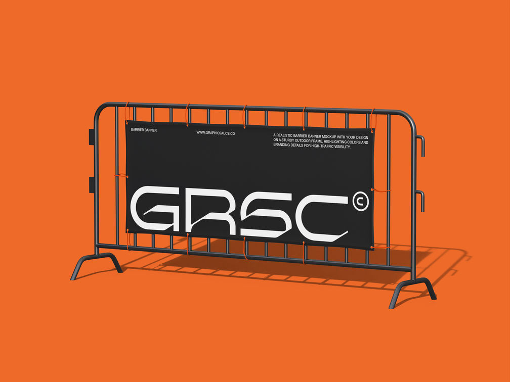 Barrier Banner Mockup Half Side View Preview 1