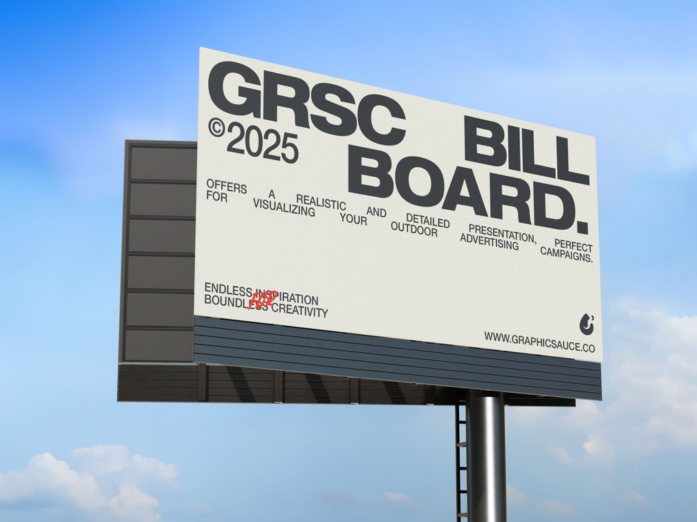 Billboard Double Side Mockup Half Side View Preview 1