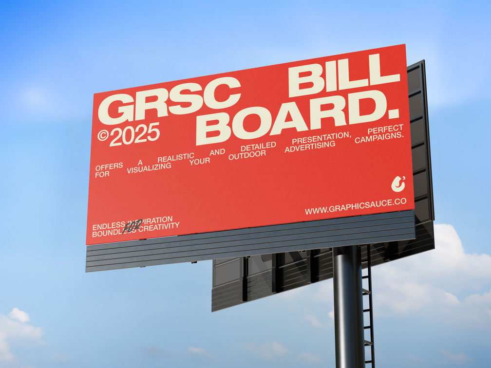 Billboard Double Side Mockup Low Angle View Preview 1